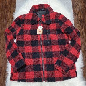 Canadiana | Buffalo Plaid Fleece Zip Front Jacket S NWT
